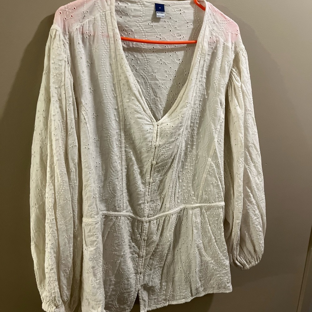 Off White Long Sleeve Blouse| Old Navy
